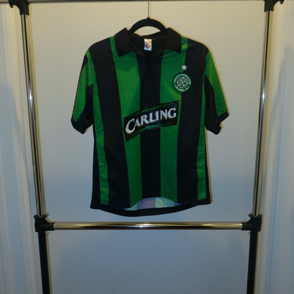 Celtic Football Club Carling Green and Black Striped Jersey